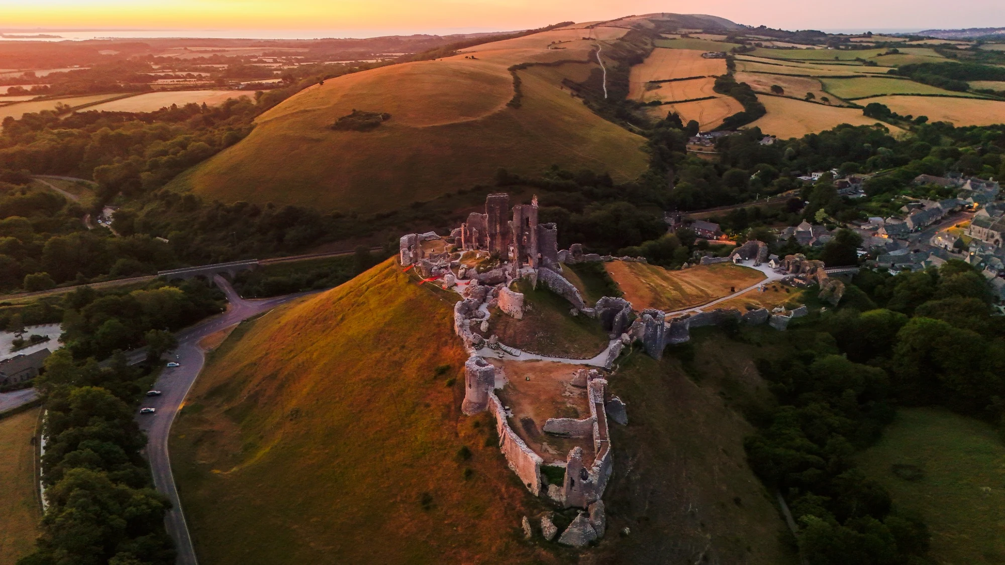 Corfe Castle at Golden Hour